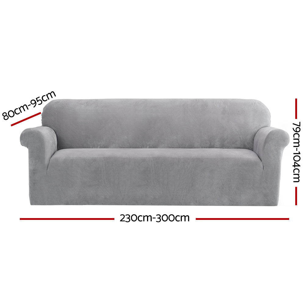 Artiss Sofa Cover Couch Covers 4 Seater Velvet Grey