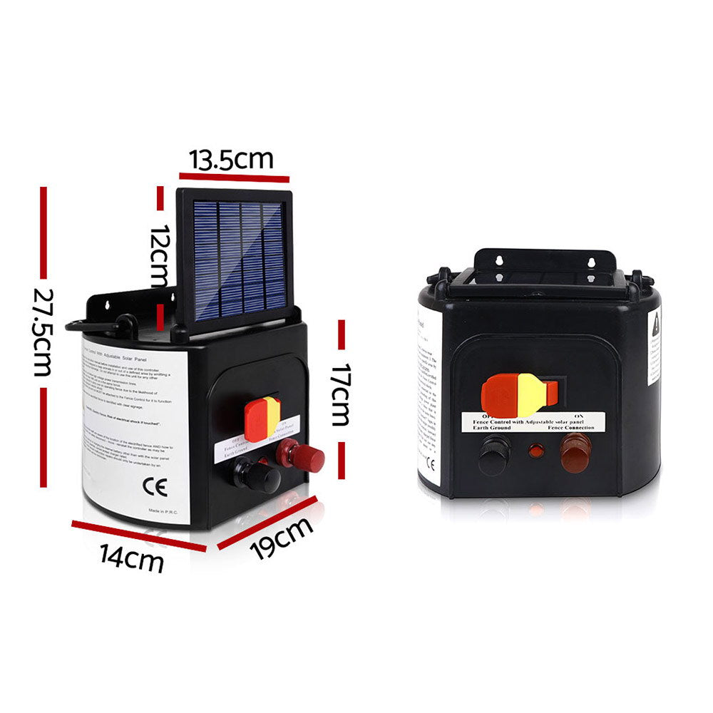 Giantz Fence Energiser 3KM Solar Powered 0.1J Electric Fencing Charger