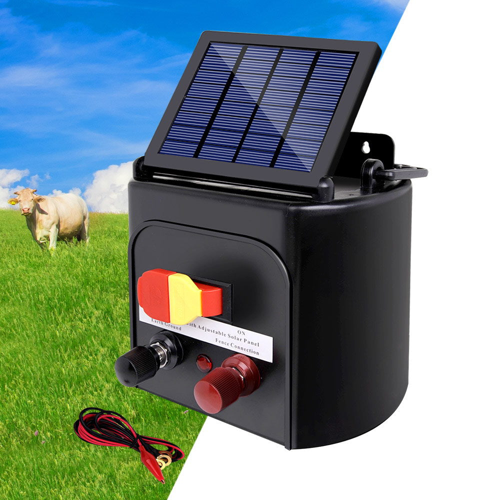 Giantz Fence Energiser 5KM Solar Powered 0.15J Electric Fencing Charger