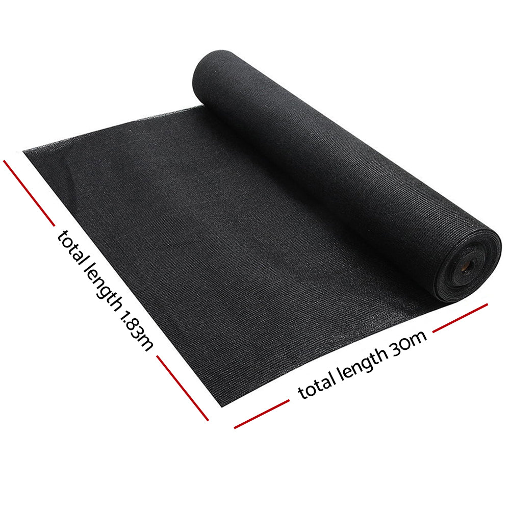 Instahut 90% Shade Cloth 1.83x30m Shadecloth Sail Heavy Duty Black