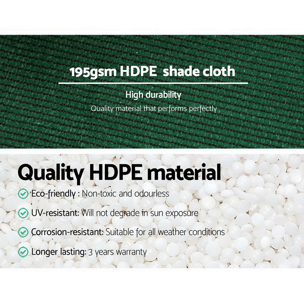 90% UV Block Shade Cloth 3.66x10m Heavy Duty Green Instahut