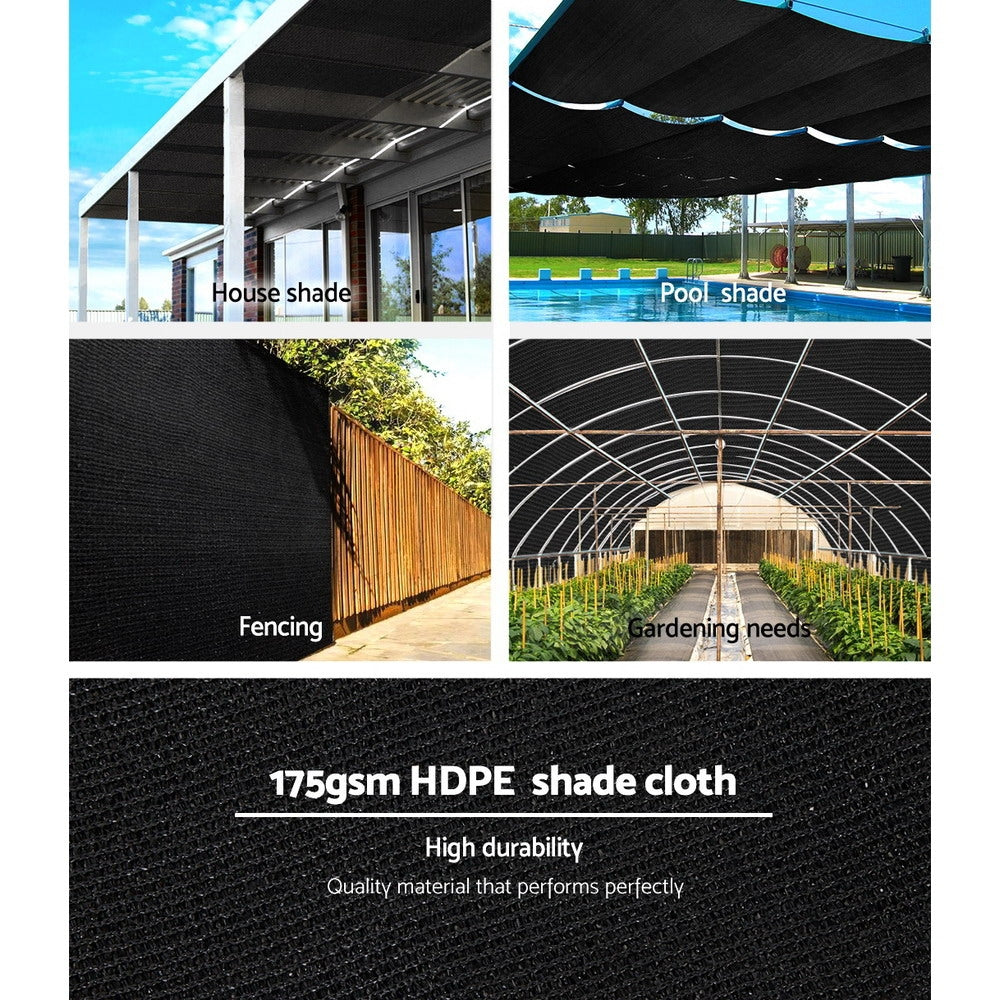 70% UV Block Shade Cloth 3.66x30m HDPE Black - Instahut