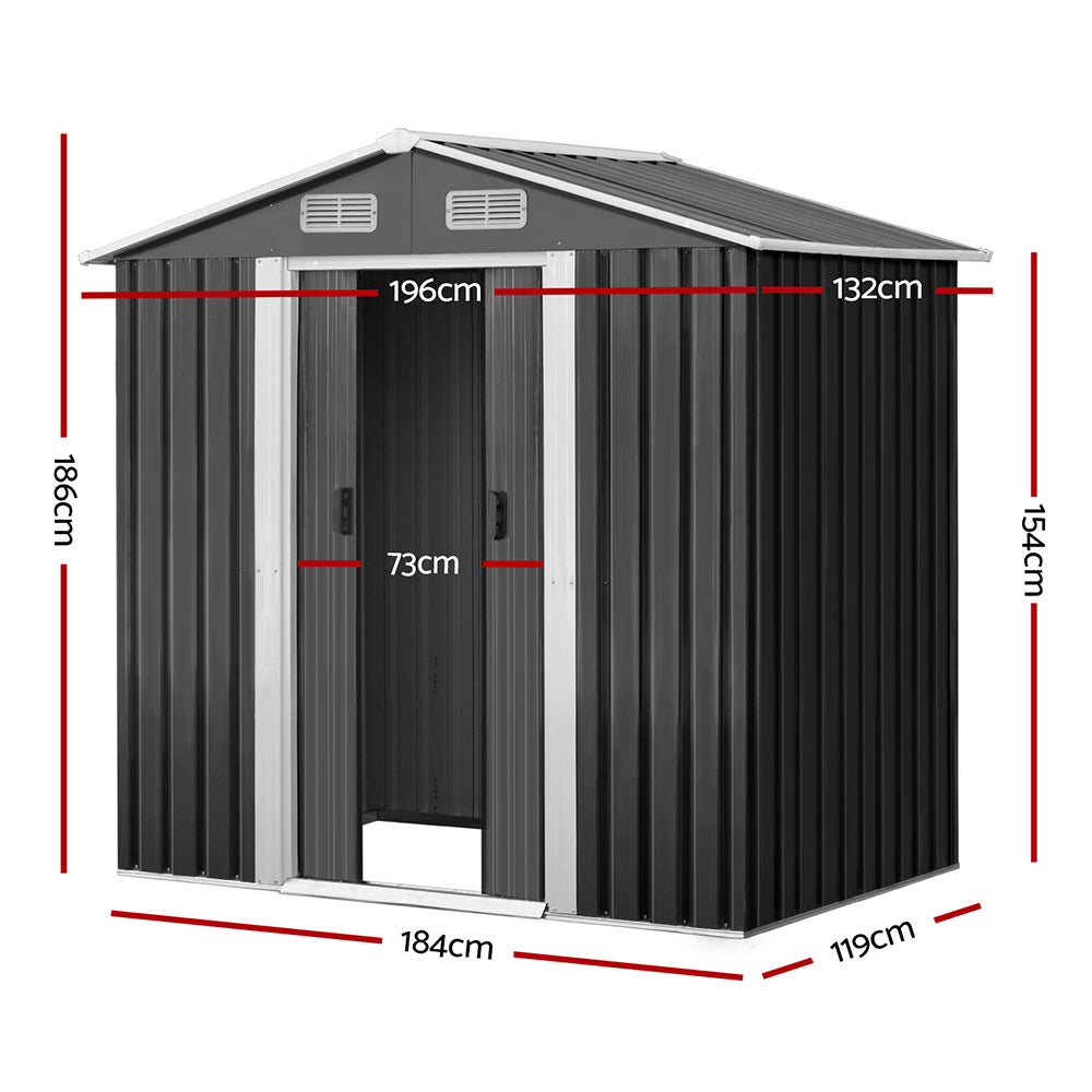 Giantz Garden Shed 1.96x1.32M Sheds Outdoor Storage Tool Workshop Metal Shelter Sliding Door