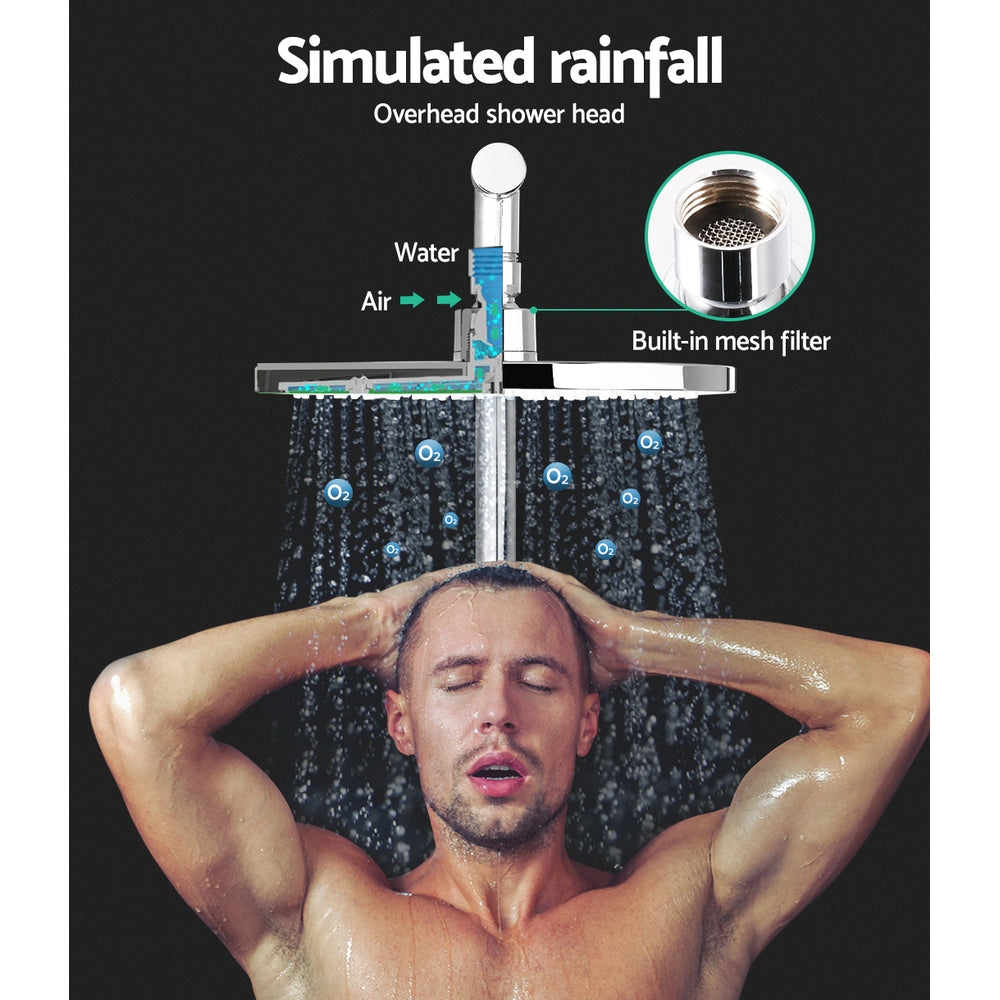 Cefito 9'' Rain Shower Head Set Handheld Round High Pressure Twins Tap Chome