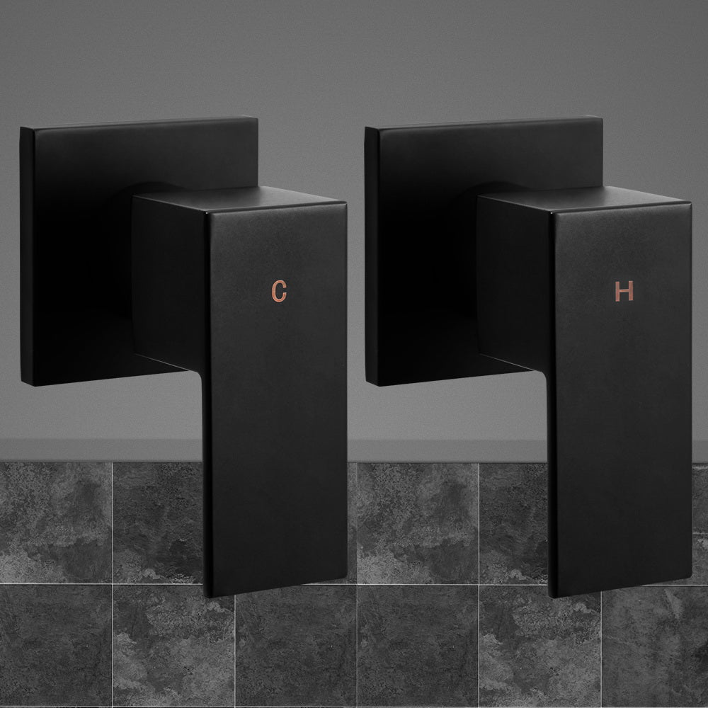 Cefito Shower Twins Tap Wall Bath Taps Brass Hot Cold Basin Bathroom Black