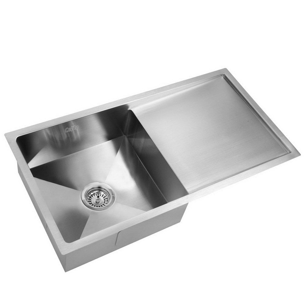 Cefito Kitchen Sink 87X45CM Stainless Steel Basin Single Bowl Laundry Silver