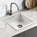 White Granite Stone Kitchen Sink 450x450mm, Heat, Scratch Resistant - Cefito