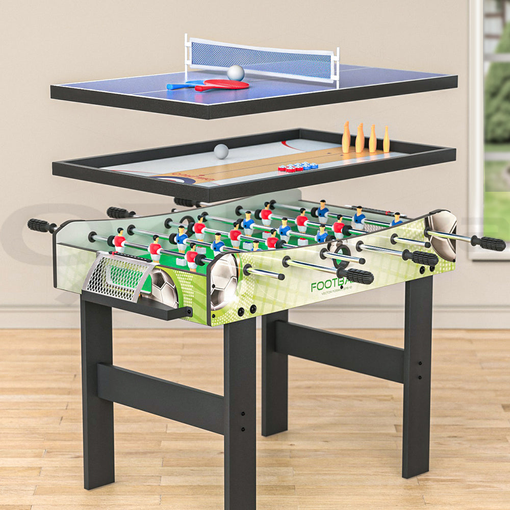 4-in-1 Games Table Soccer Foosball Table Tennis Bowling Shuffleboard Party Gift