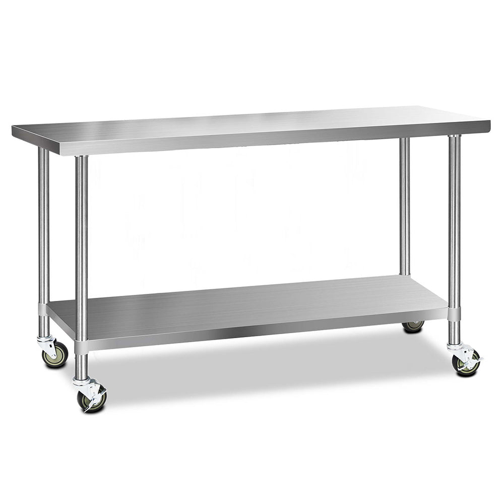 Cefito 1829x610mm Stainless Steel Kitchen Bench with Wheels 304
