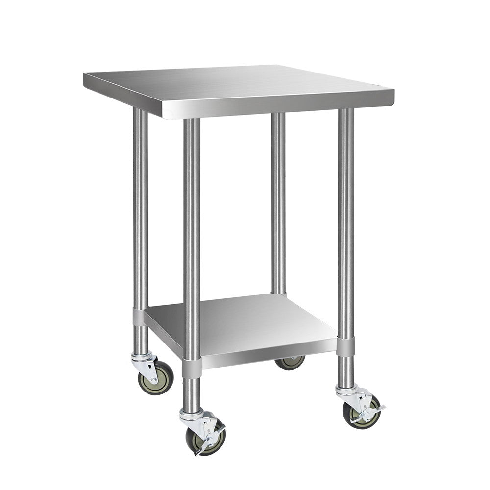 Cefito 760x760mm Stainless Steel Kitchen Bench with Wheels 430