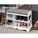 Artiss Shoe Cabinet Bench Rack Wooden Storage Organiser Shelf Stool 2 Drawers