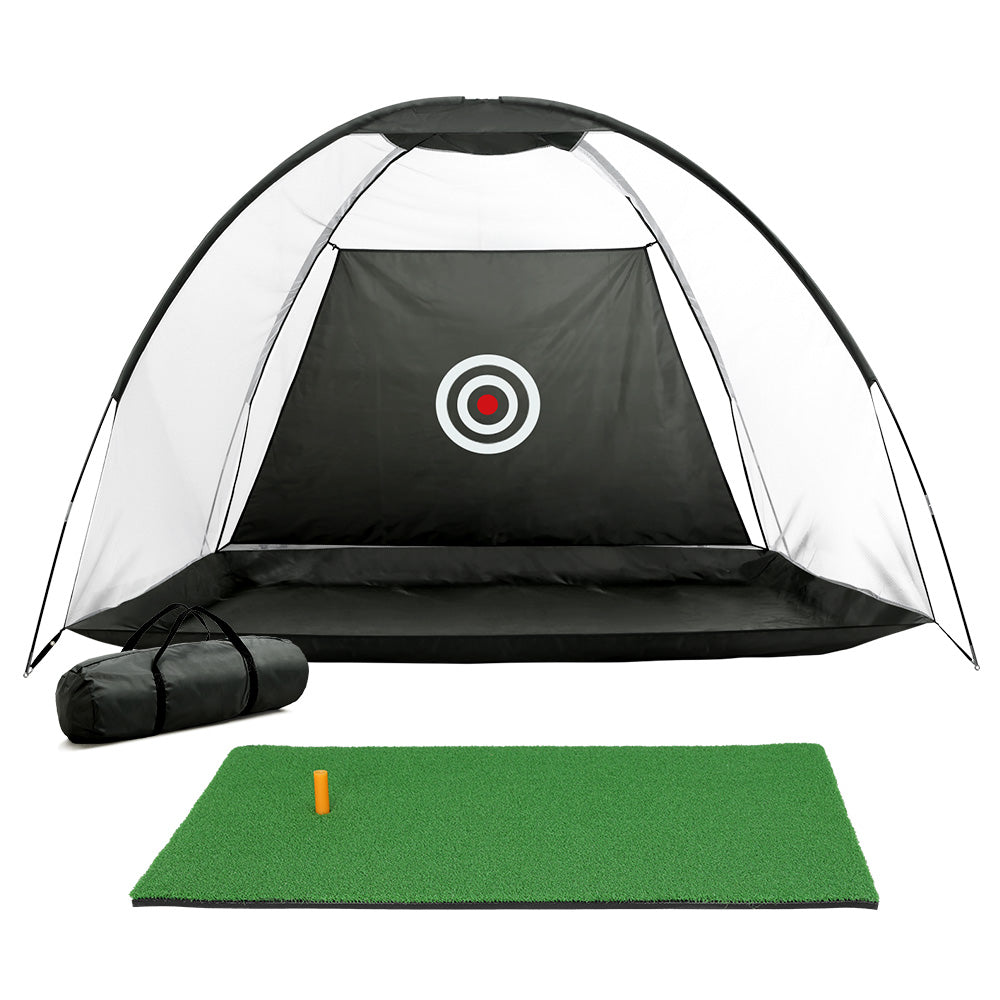 Everfit 3M Golf Practice Net And Training Mat Set Driving Target Black
