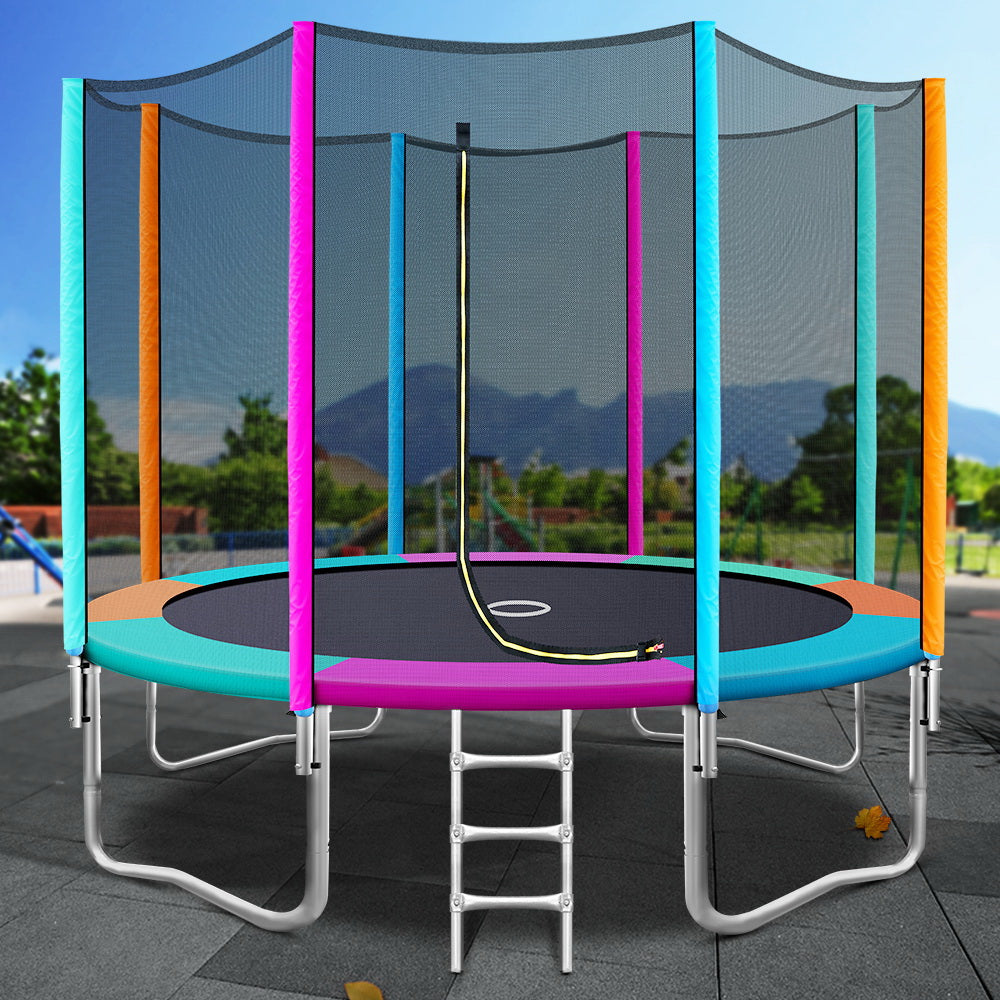 Everfit 10FT Trampoline for Kids w/ Ladder Enclosure Safety Net Pad Gift Round