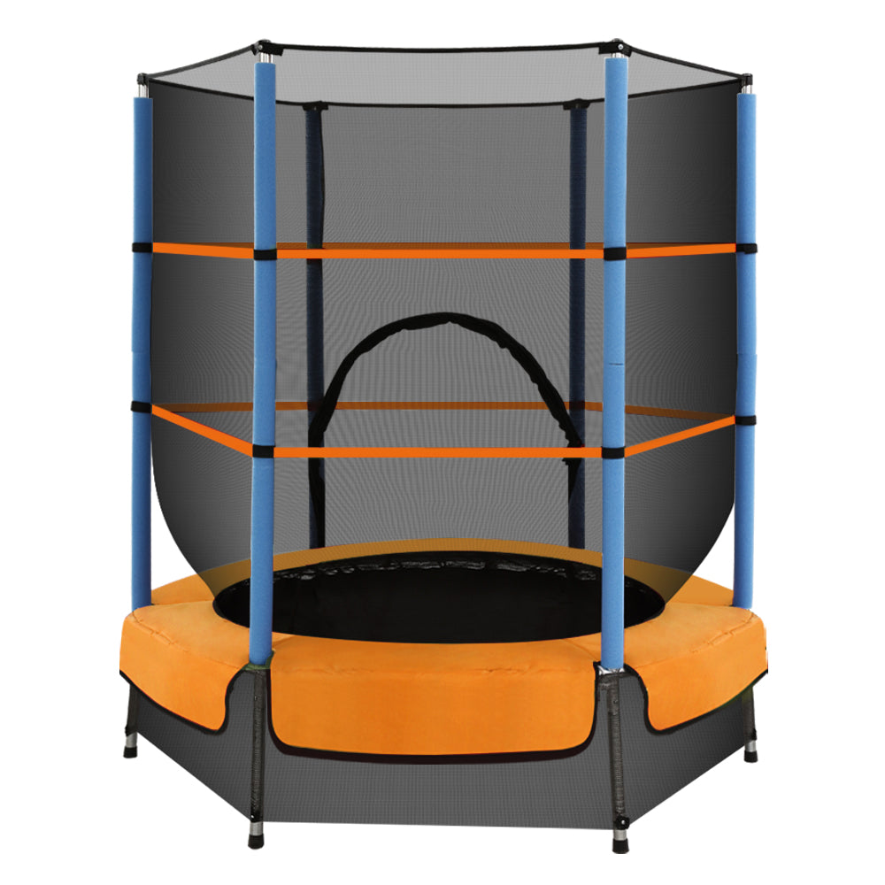 Everfit 4.5FT Trampoline for Kids w/ Enclosure Safety Net Rebounder Gift Orange