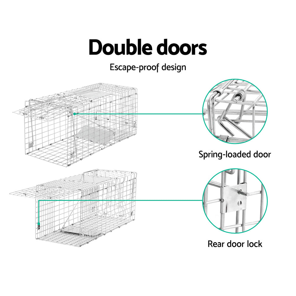 Large Humane Animal Trap Cage 94x34cm Rust Resistant - Gardeon