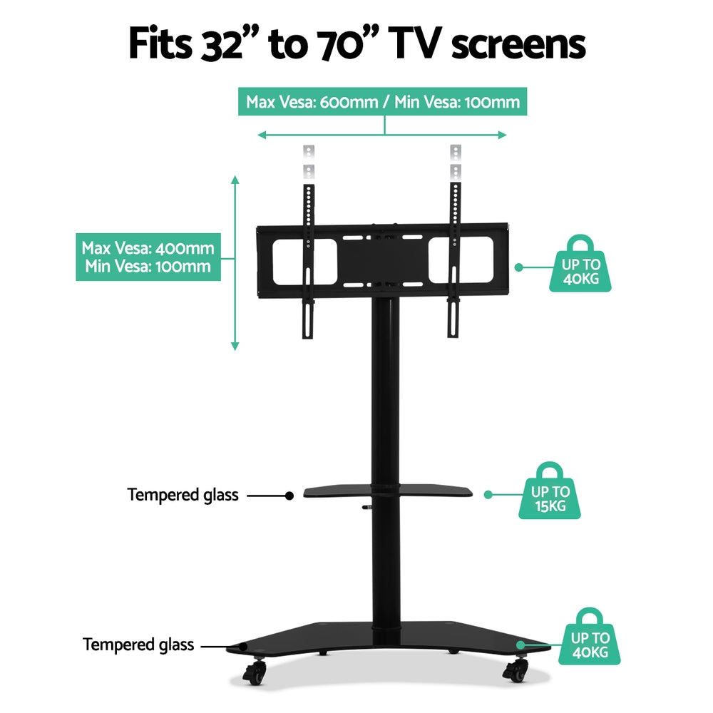 Artiss Mobile TV Stand for 32"-70" TVs Mount Bracket Portable Solid Trolley Cart
