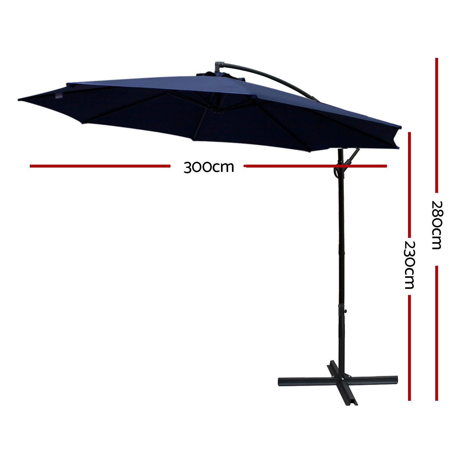 Instahut 3m Outdoor Umbrella Cantilever Beach Garden Patio Navy