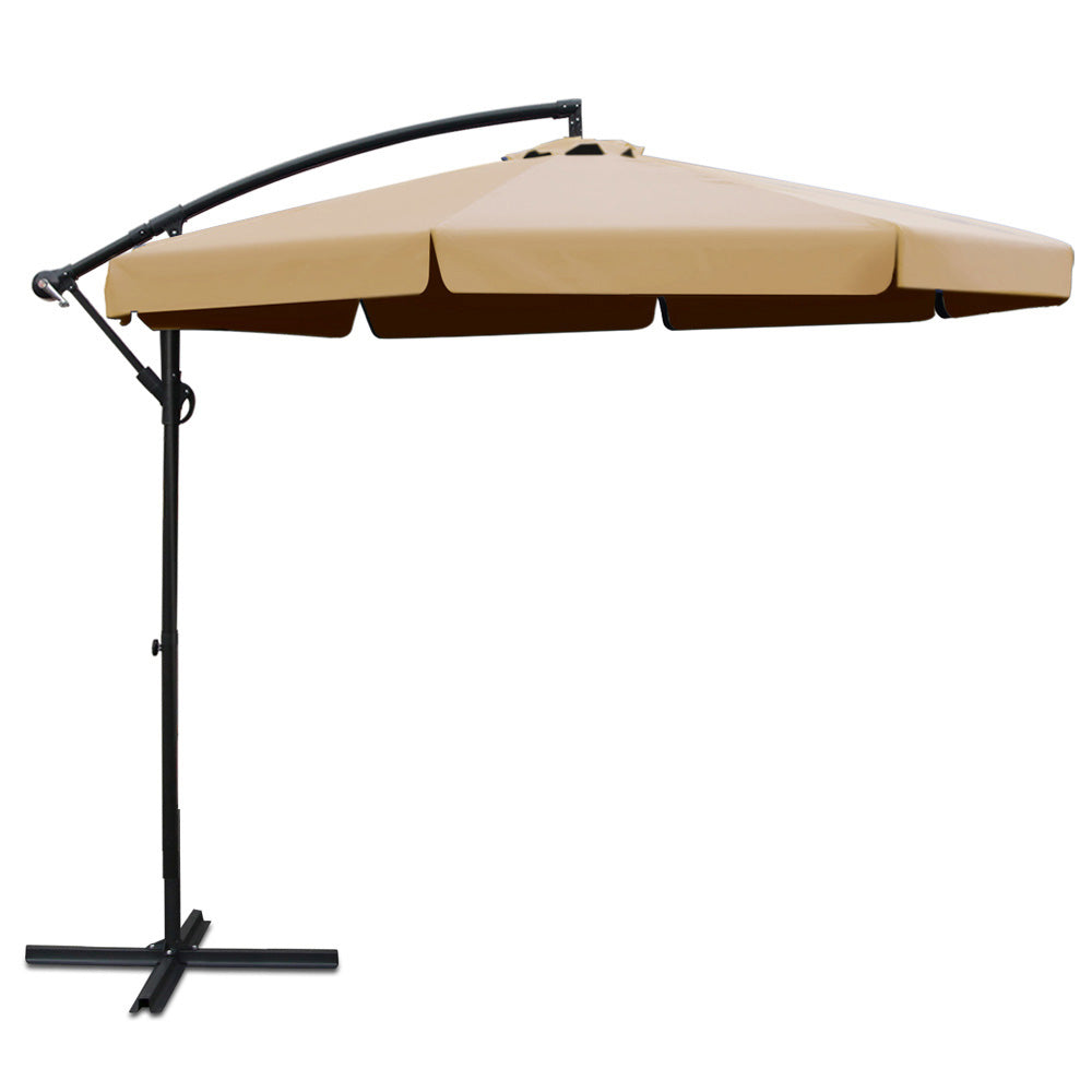Instahut 3m Outdoor Umbrella Cantilever Garden Beach Patio Beige
