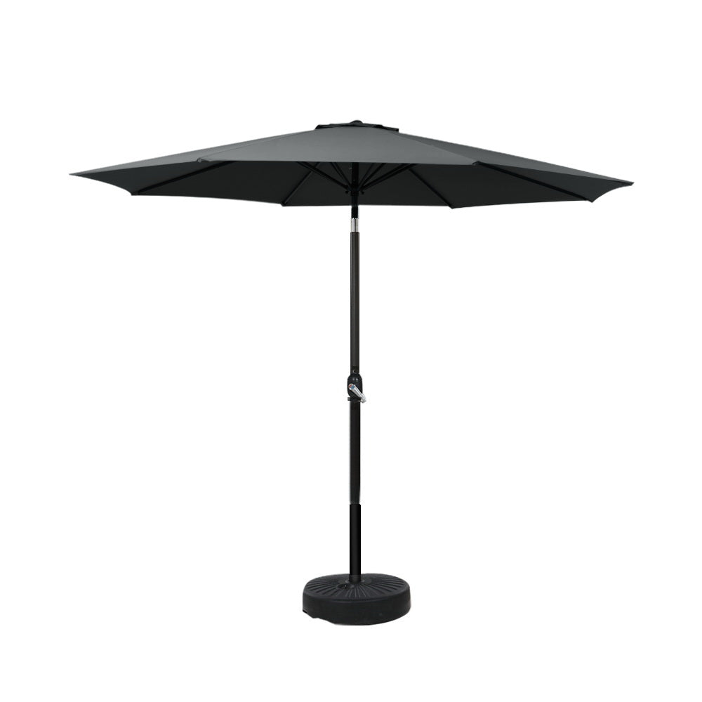 Instahut Outdoor Umbrella 2.7m Base Beach Pole Garden Tilt Sun Patio UV Black