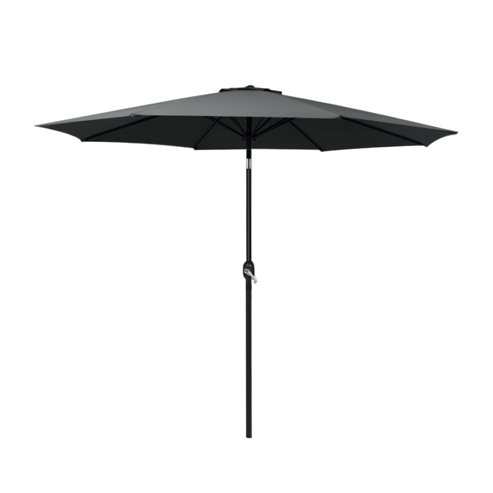 Instahut 2.7m Outdoor Umbrella w/Base Pole Stand Garden Beach Black