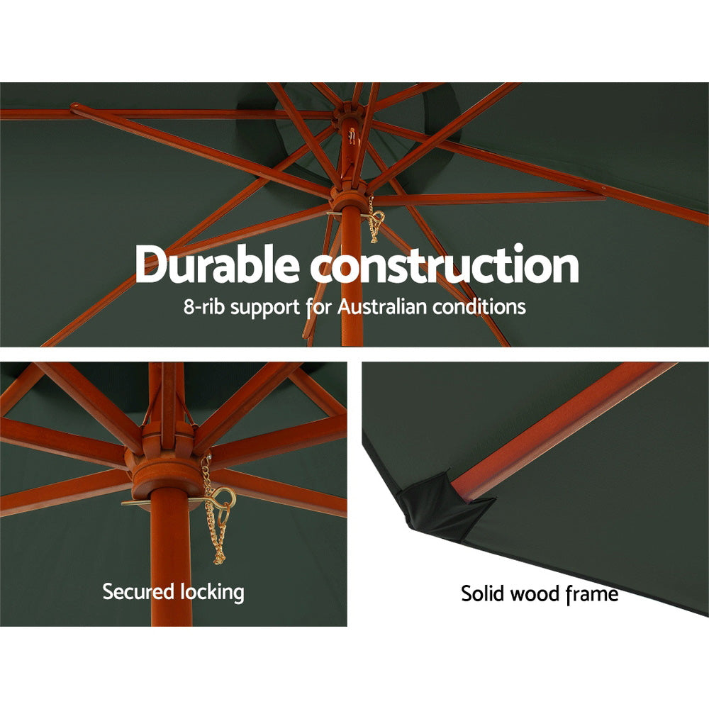 Instahut 3m Outdoor Umbrella w/Base Pole Umbrellas Garden Sun Stand Deck Charcoal