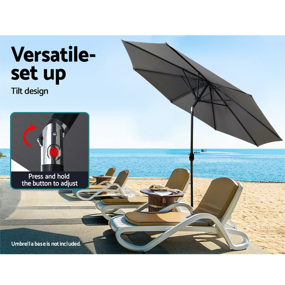 Instahut 3m Outdoor Umbrella Beach Pole Garden Patio Tilt Charcoal
