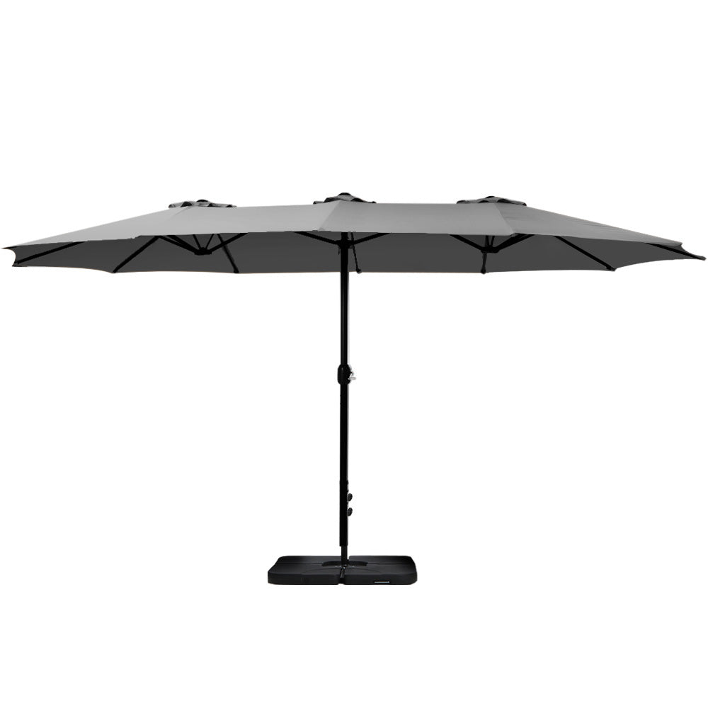 Instahut 4.57m Outdoor Umbrella w/Base Stand Beach Pole Garden Tilt Charcoal