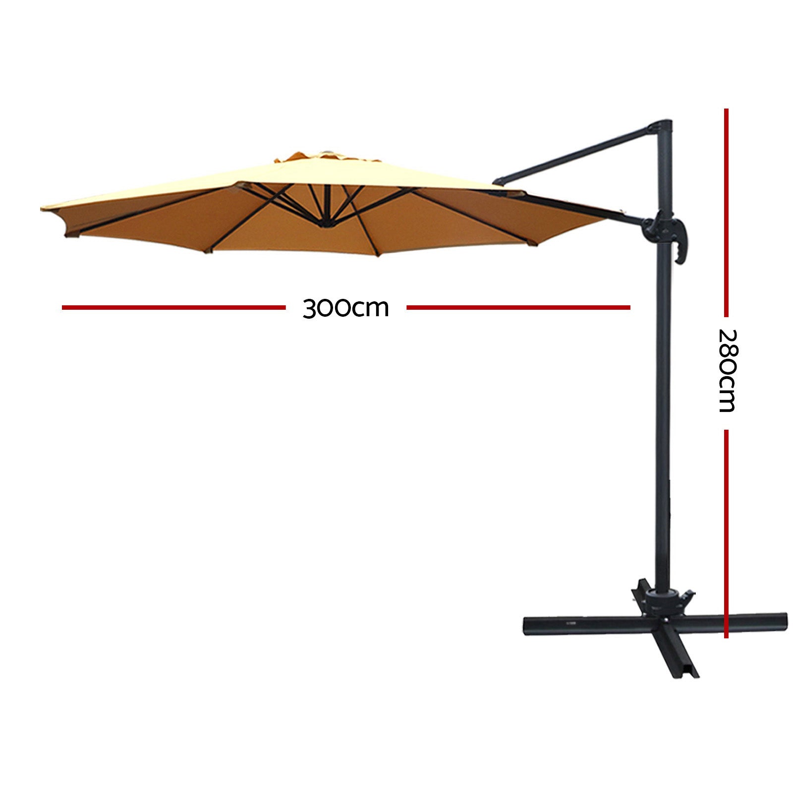 Instahut 3m Outdoor Umbrella Cantilever 360 Degree Tilt Beach Roma Beige