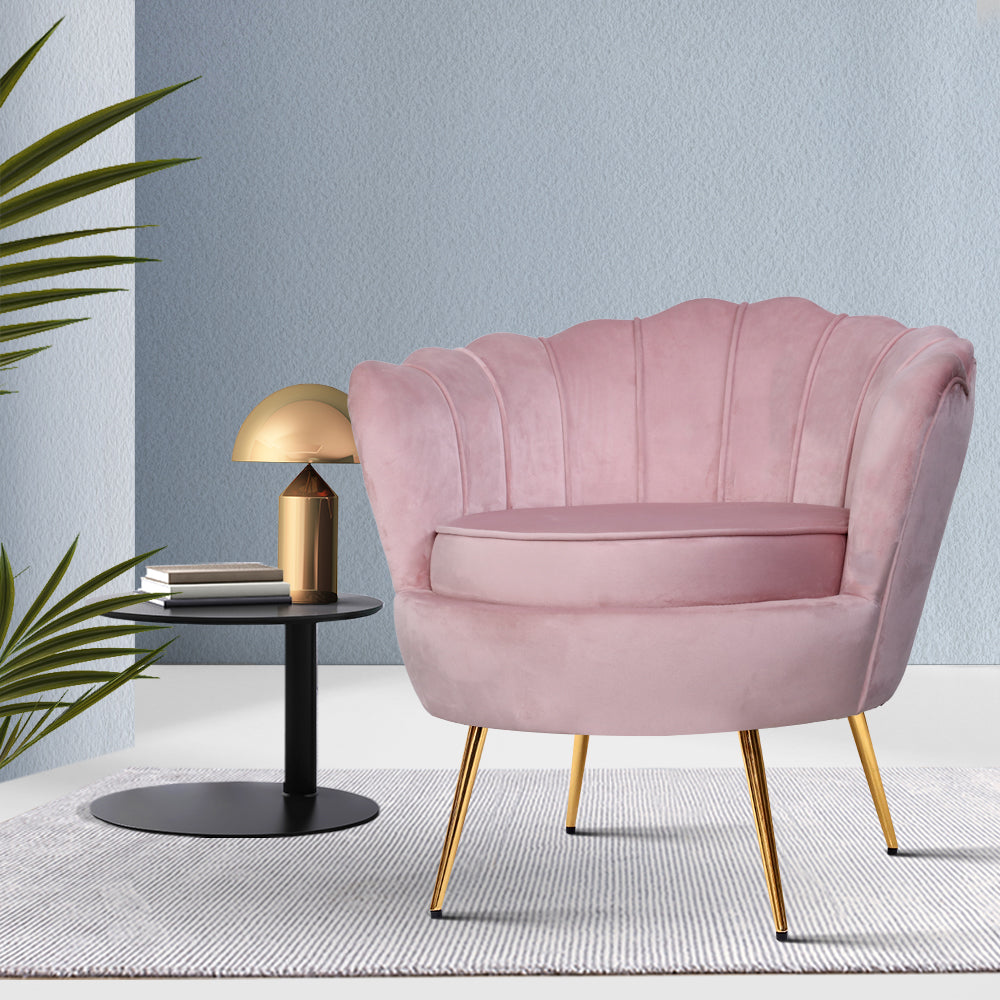 Artiss Armchair Velvet Pink Callista
