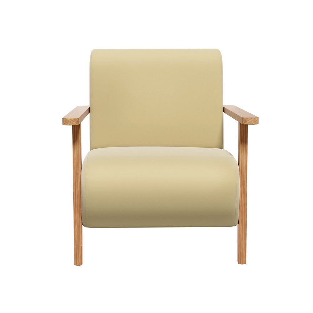 Yellow Velvet Scandinavian Armchair, Rubber Wood Frame - Artiss