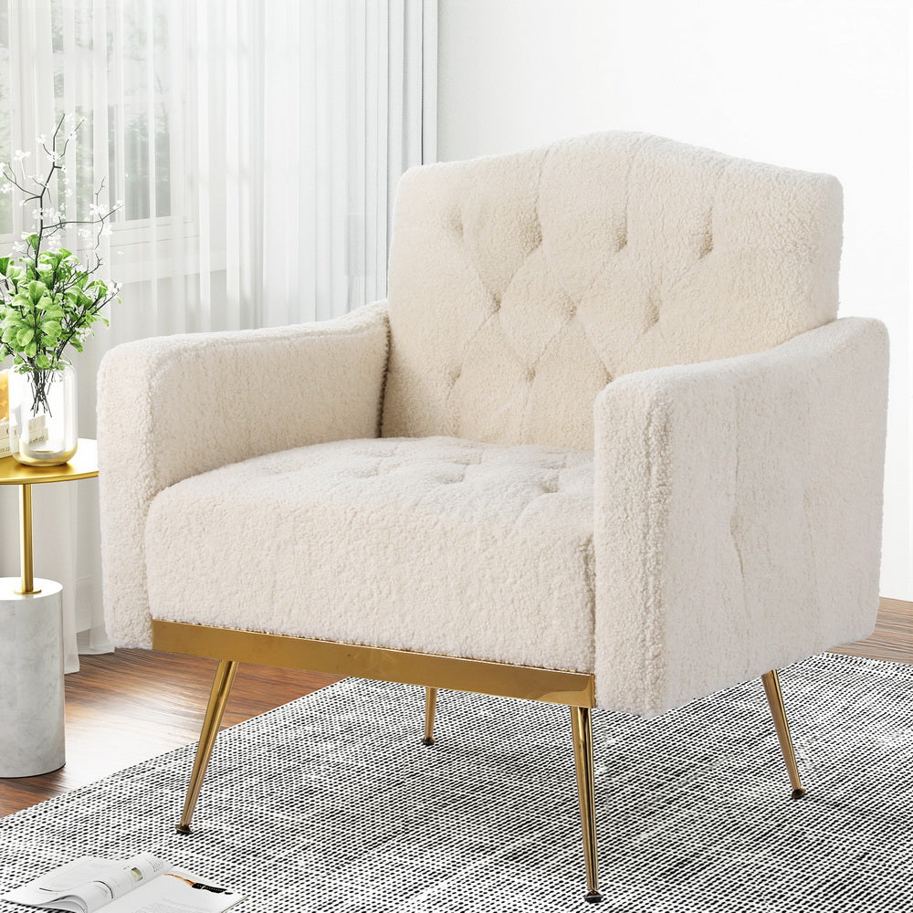 Modern Scandinavian Boucle Armchair - Beige | Artiss Nicole