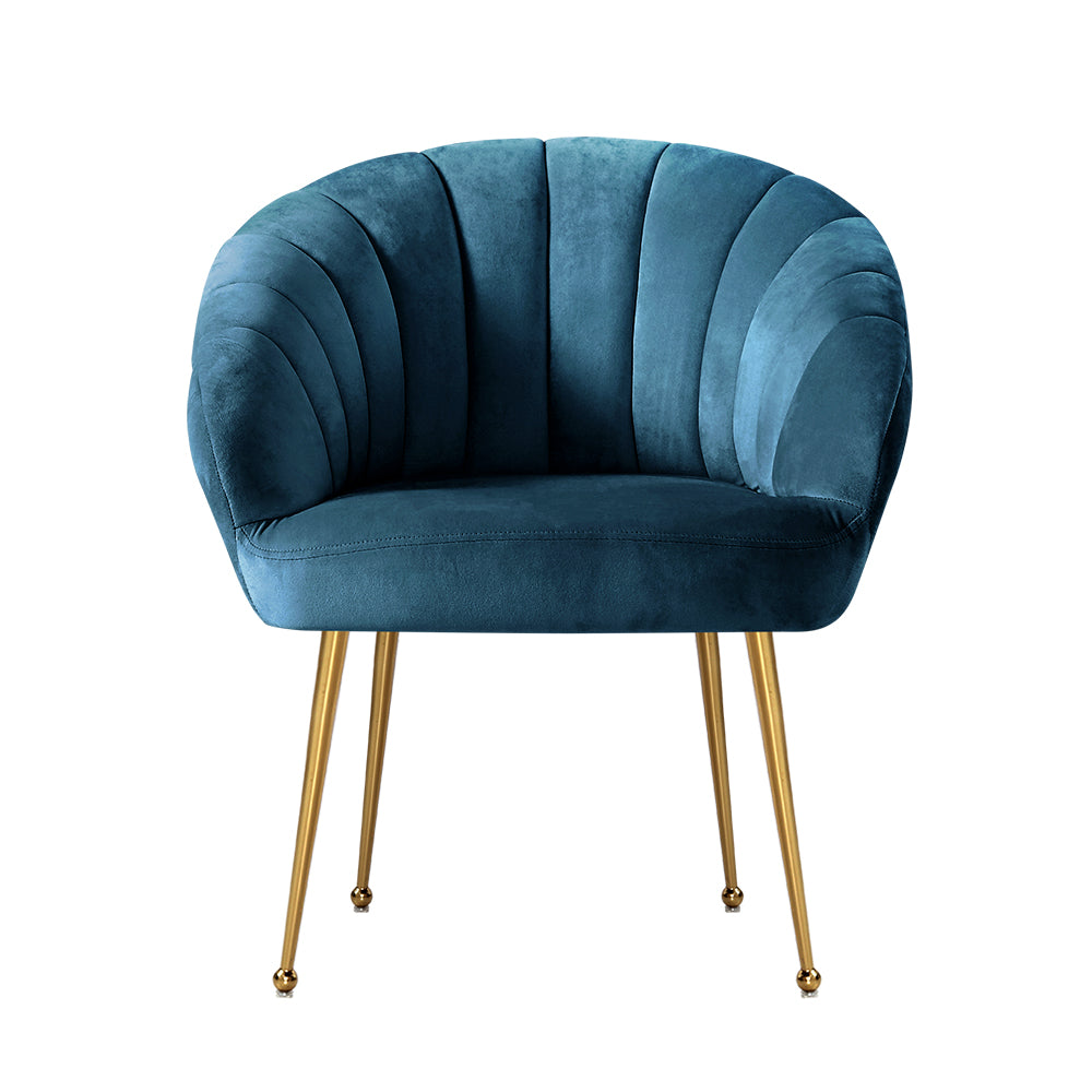 Velvet Upholstered Wide Armchair with Golden Legs - Artiss Eloise