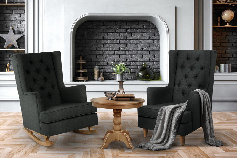 Artiss Rocking Armchair Feeding Chair Fabric Armchairs Lounge Recliner Charcoal
