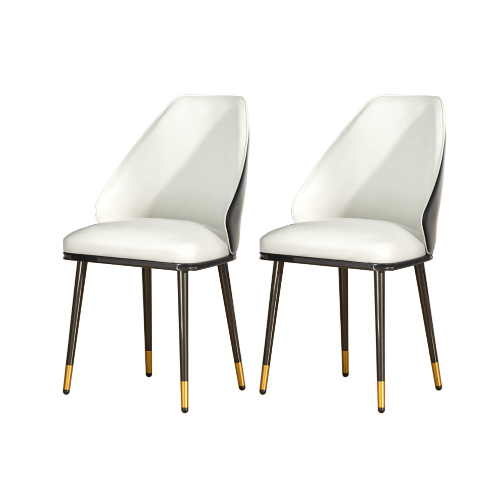 Artiss Dining Chairs Set of 2 Leather Seat White and Black