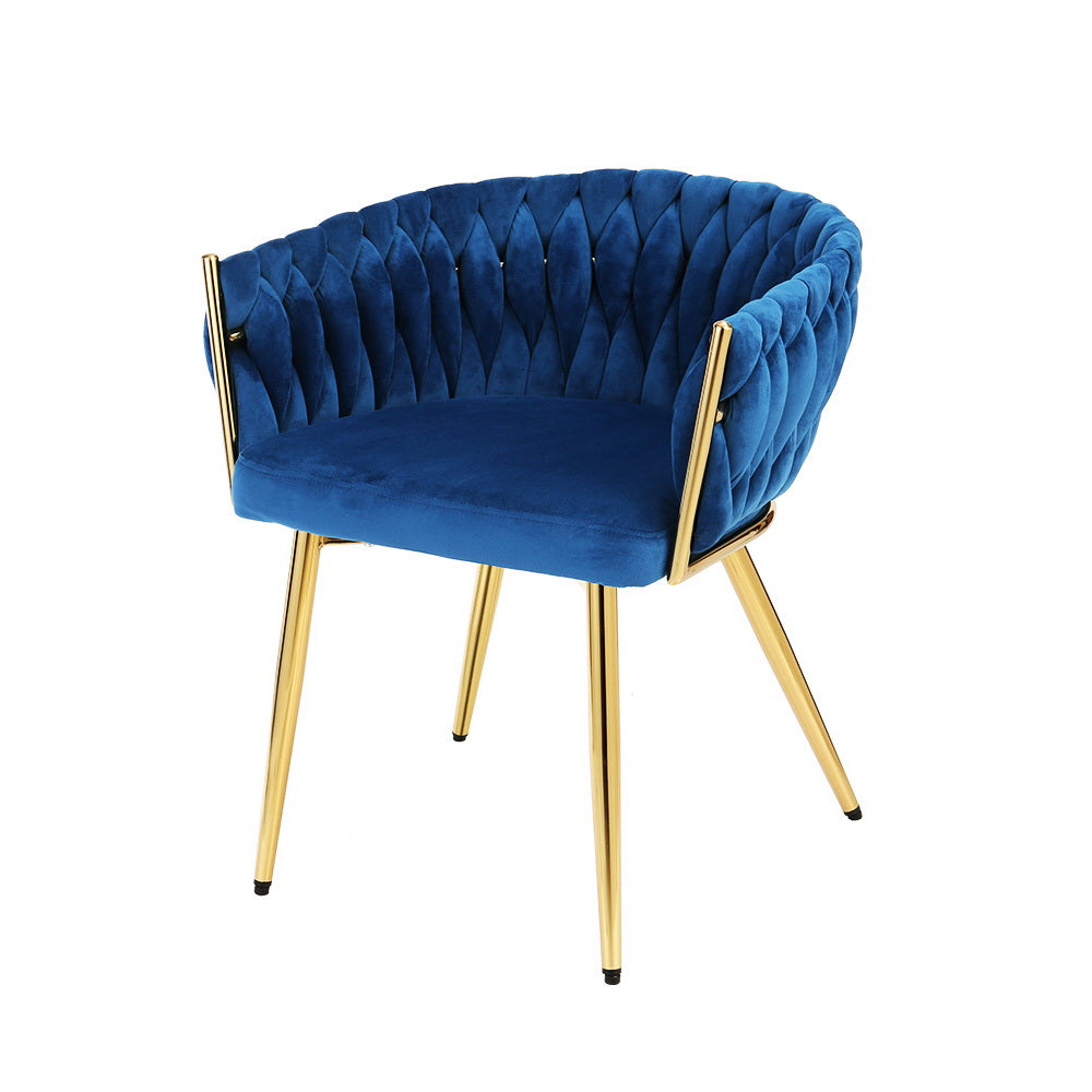 Artiss Dining Chair Velvet Weaving Armchair Blue