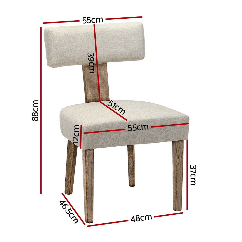 Artiss Dining Chairs Set of 2 Linen Fabric Wooden Beige