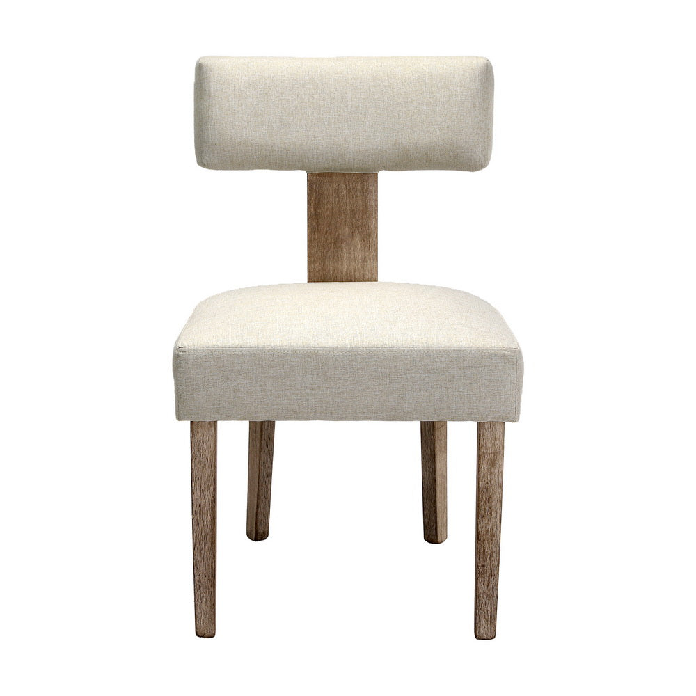Artiss Dining Chairs Set of 2 Linen Fabric Wooden Beige