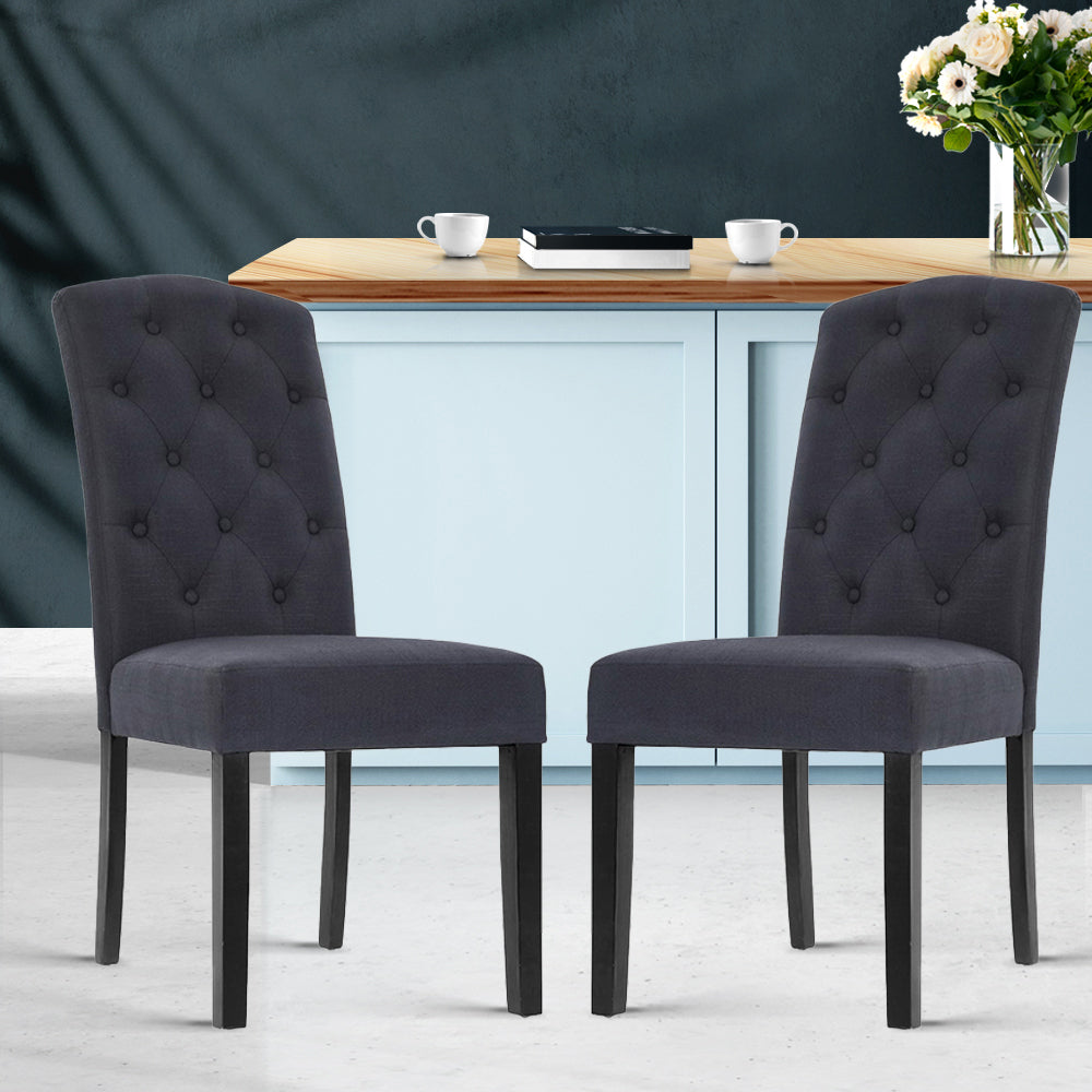 Artiss Dining Chairs Grey Fabric Set of 2 Dansk