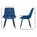 Artiss Set of 2 Starlyn Dining Chairs Kitchen Chairs Velvet Padded Seat Blue