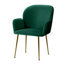 Artiss  Set of 2 Kynsee Dining Chair Armchair Cafe Chair Upholstered Velvet Green