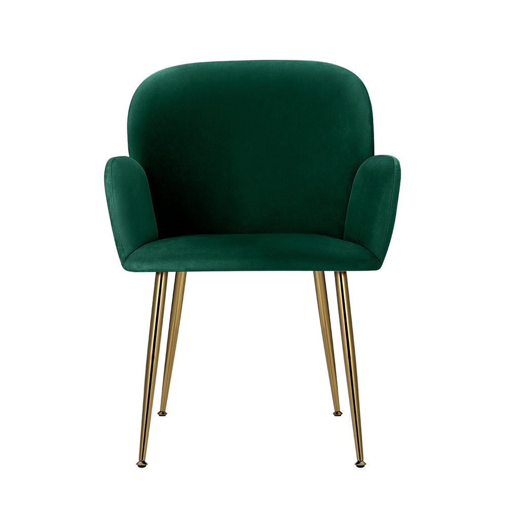 Artiss Dining Chairs Set of 2 Velvet Armchair Green