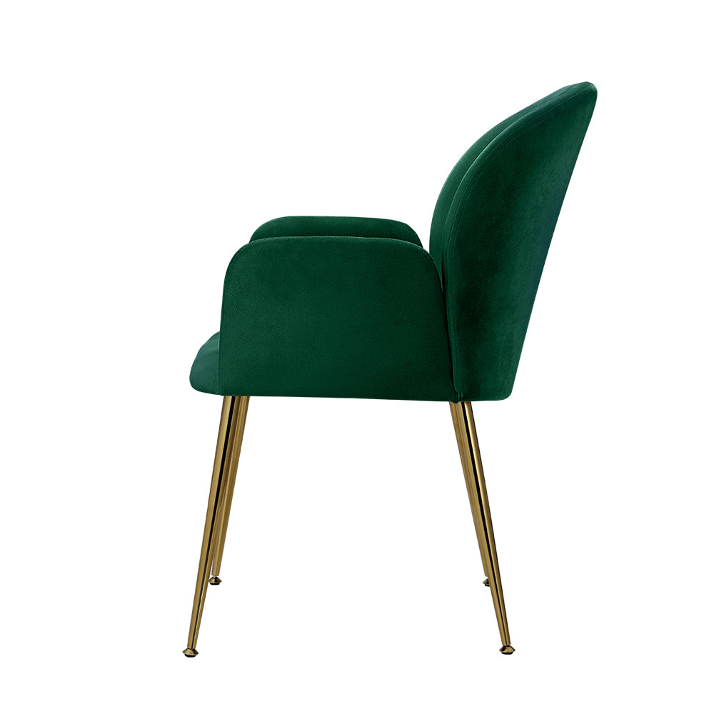 Artiss Dining Chairs Set of 2 Velvet Armchair Green