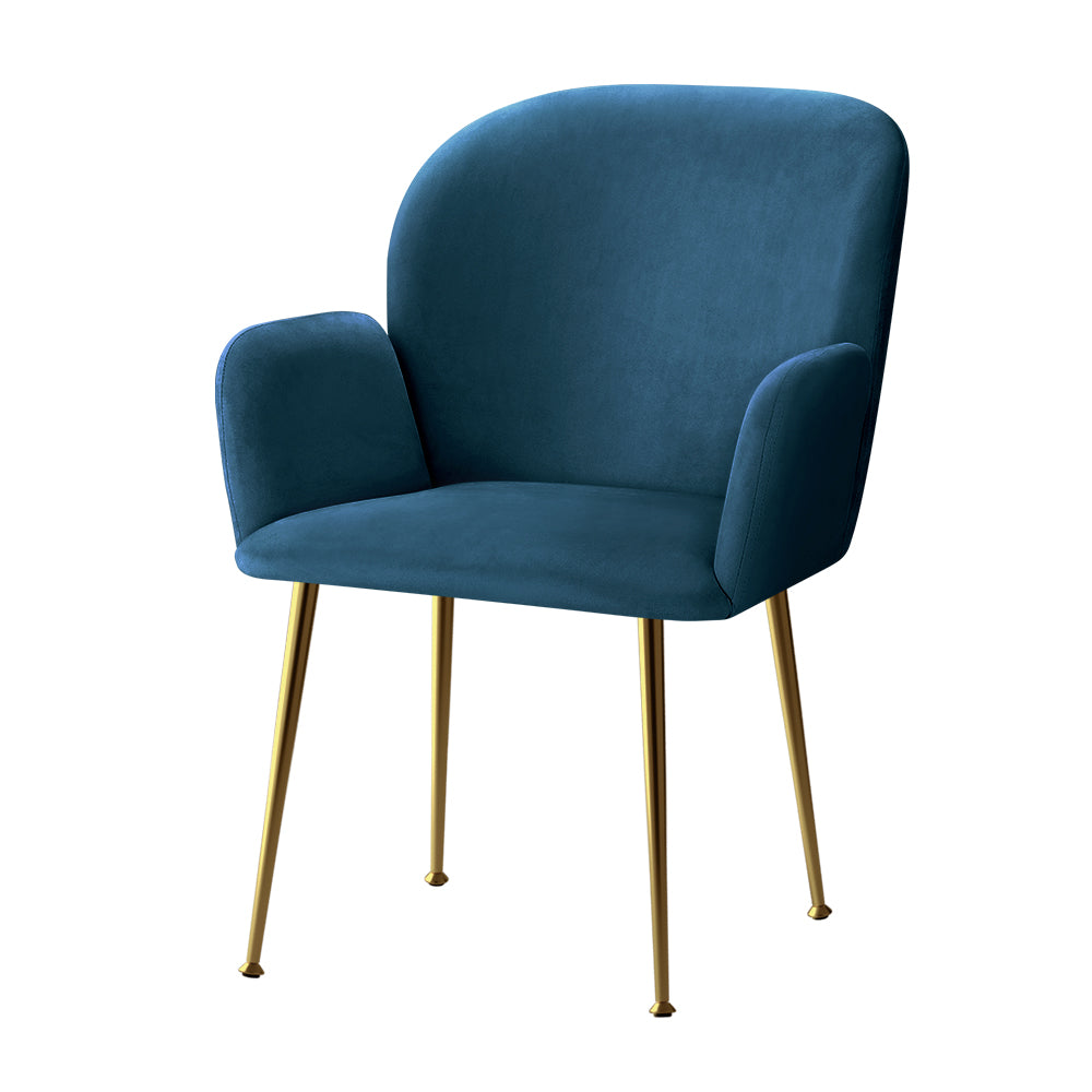 Artiss Dining Chairs Set of 2 Velvet Armchair Blue