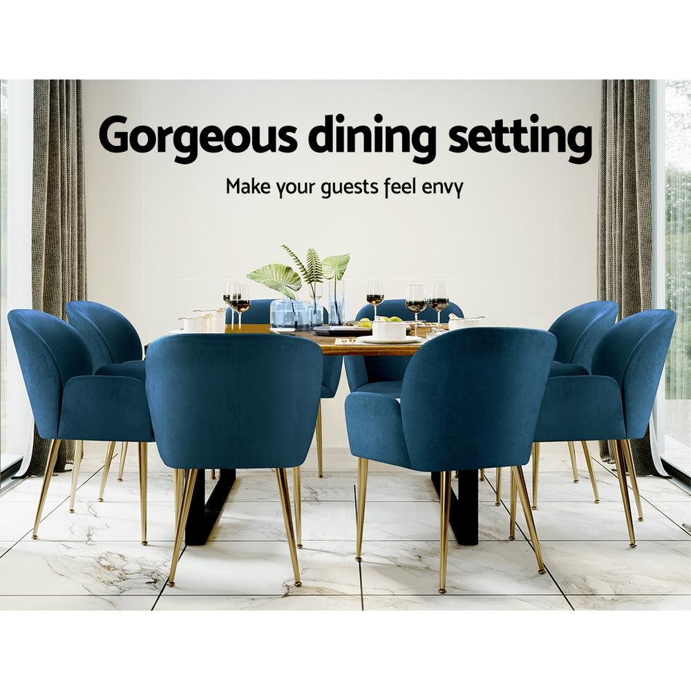 Artiss Dining Chairs Set of 2 Velvet Armchair Blue