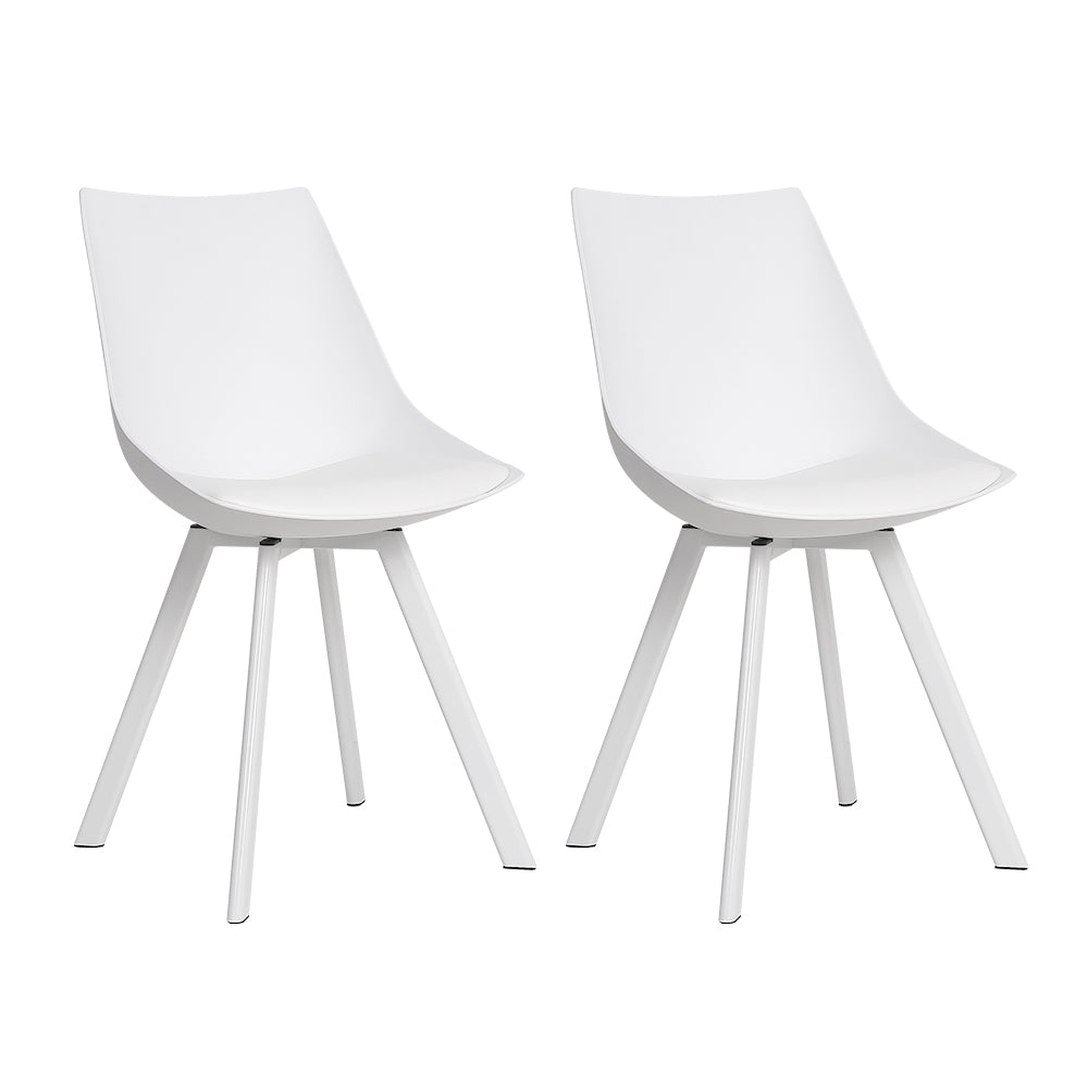 Artiss Dining Chairs Set of 2 PU Leather Plastic Metal White