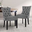 Artiss Set of 2 Dining Chairs French Provincial Retro Chair Wooden Velvet Fabric Grey