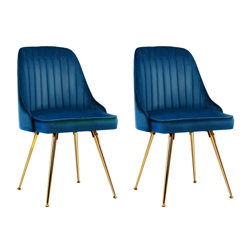 Artiss Dining Chairs Velvet Blue Set of 2 Nappa