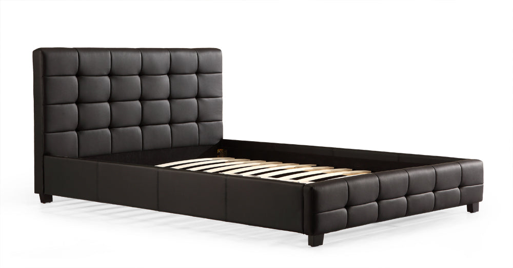 Double PU Leather Deluxe Bed Frame Black