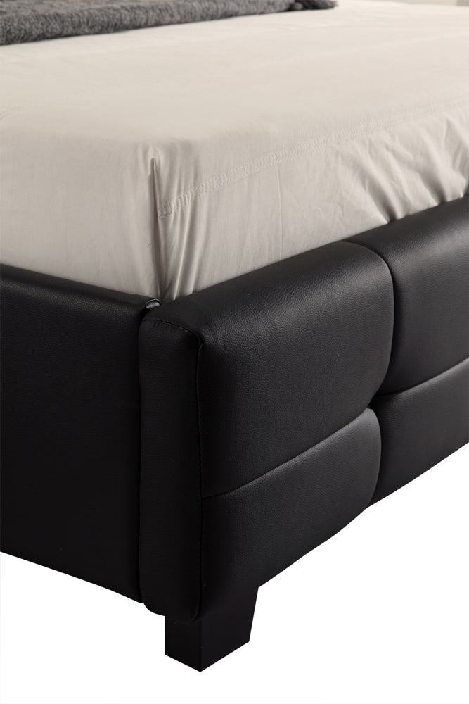 Sturdy Black PU Leather Double Bed Frame with Headboard