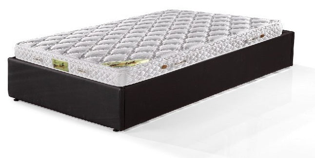 Black PU Leather Single Bed Frame, Stitched Design